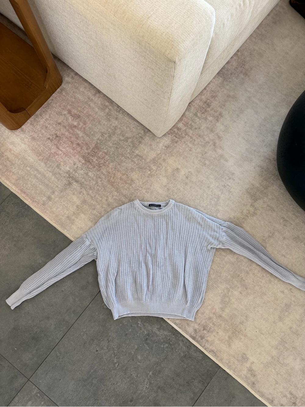 Brandy Melville Baby Blue Ribbed Crewneck Sweater